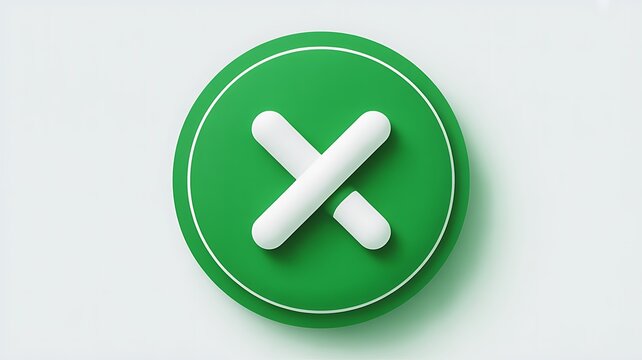 Green circular button with white cross icon