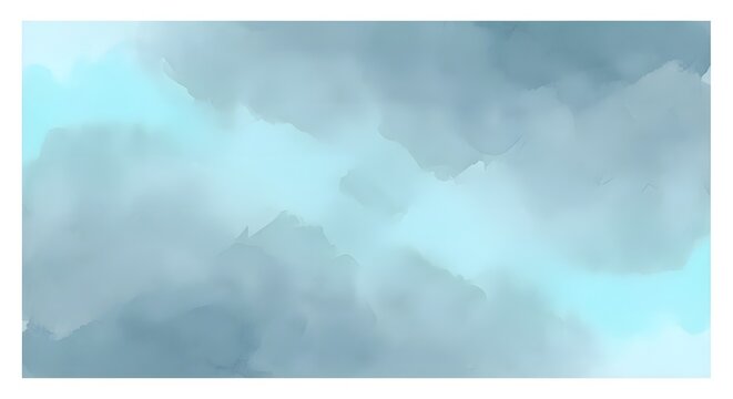 Abstract Watercolor Sky with Soft Blue and Grey Clouds Background