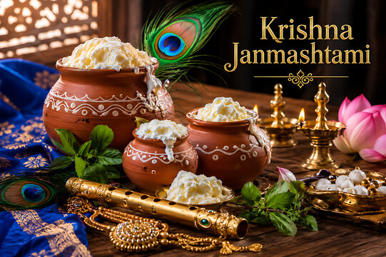 Indian Krishna Janmashtami Festival with Krishna Jayanti, Gokul Ashtami, Ashtami Rohini, Dahi Handi, Makhan Chor, Radha Krishna and Devotional Traditions
