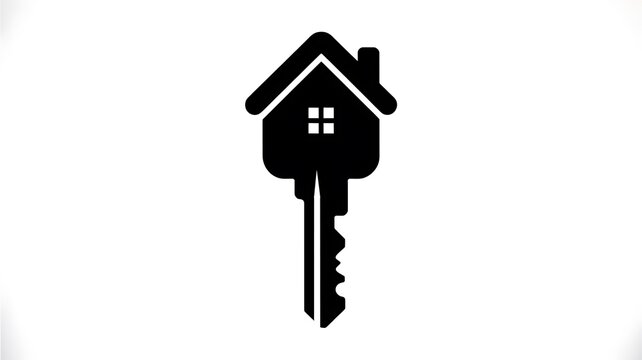 Black house key icon for real estate logo