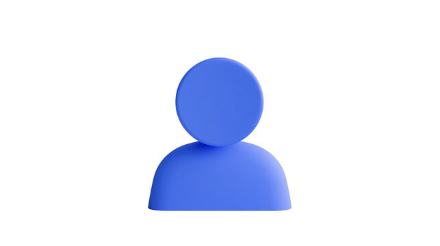 Simple blue person icon representing user or profile, isolated on transparent background