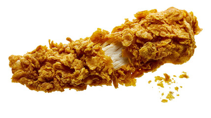 Crispy golden fried chicken tender with flaky coating, isolated on transparent background © Thomas