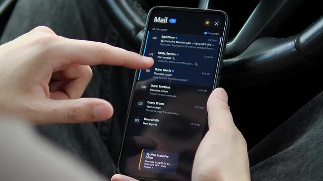 A shopper opens a limited-time member sale email on a smartphone, capturing personalized discounts, mobile commerce and the urgency-driven tactics shaping digital retail.