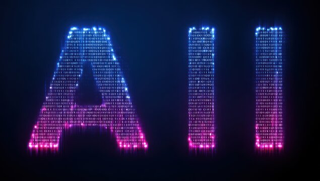 Artificial intelligence abbreviated as aii glowing in blue and pink digital style with intelligence artificial technology abstract computer innovation information software electronic