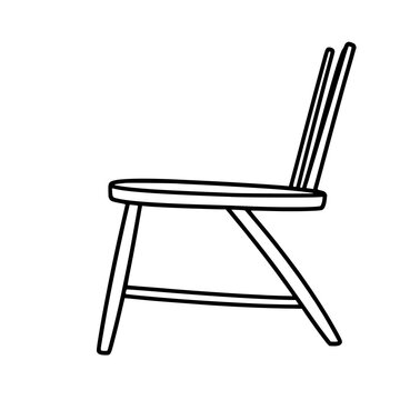 Modern wooden chair line art set with clean vector outline in single continuous stroke featuring minimalist design and isolated on white background