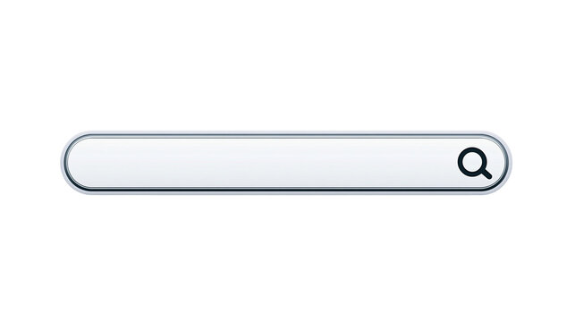 Blank search bar with magnifying glass icon, isolated on transparent background