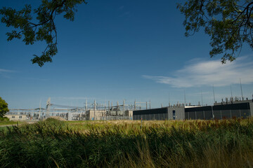 Fototapeta premium 380kv high voltage power station vierverlaten near groningen, part of the energy transition