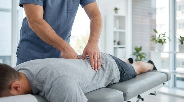 Modern clinic scene featuring a chiropractor adjusting a drop table for quick gentle spinal realignments.