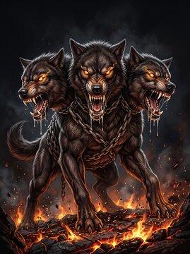 aggressive cerberus ready to attack