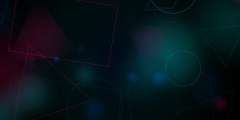 Fototapeta premium Abstract dark background with glowing geometric shapes