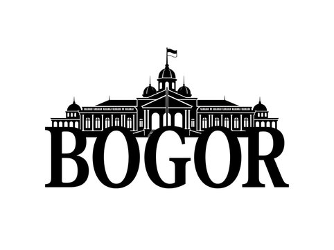 Minimalist Silhouette of Bogor Presidential Palace Landmark in Indonesia