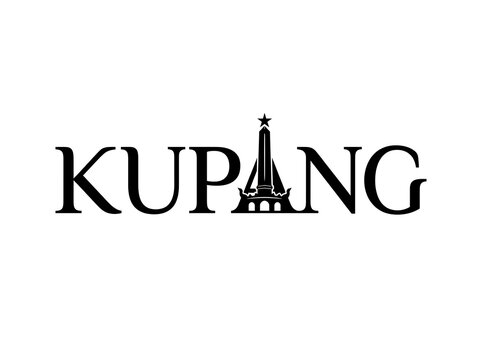 Kupang City text logo featuring a stylized monument as the letter A, representing local architecture and identity