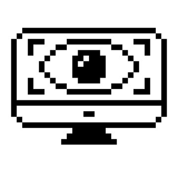 Computer Vision Eye Monitor Pixel Art Icon Illustration