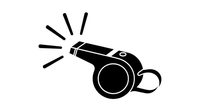 Black whistle vector icon illustration representing sports referee and training