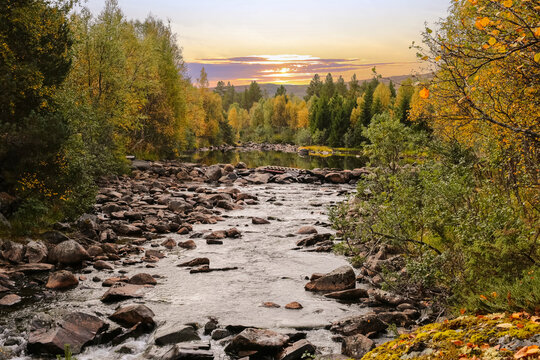 Fall at the river Inna, Norway