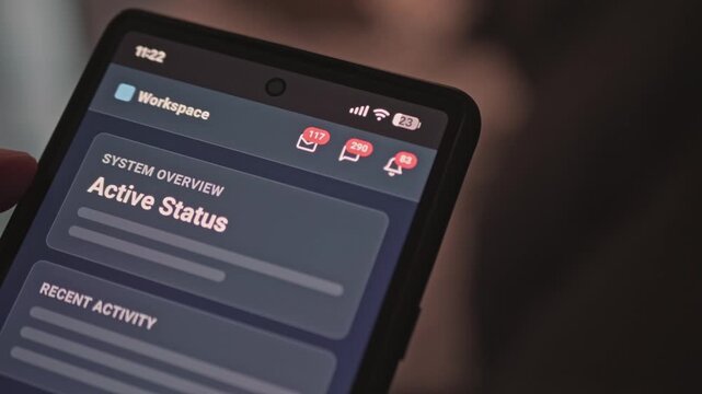 Concept of information overload and busy workflow with rising notification counters on mobile app interface.