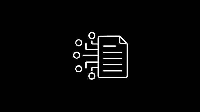 Digital document processing animation: data management and cloud computing concept
