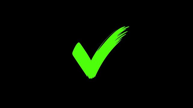 green check mark sign icon set for survey results and correct or wrong choice . on transparent background.