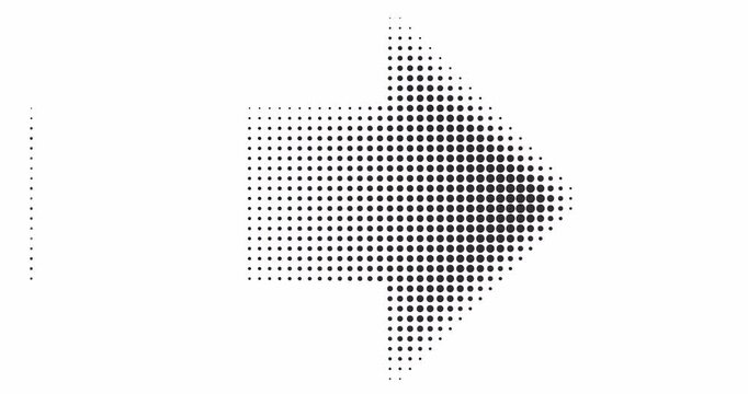 halftone arrow sign on white background