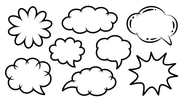 Hand Drawn Comic Speech Bubbles and Thought Cloud Collection