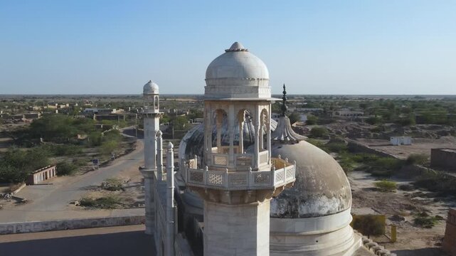 Aerial view from the top of a mosque, located in Bahawalpur, Pakistan. Drone shot - 4K