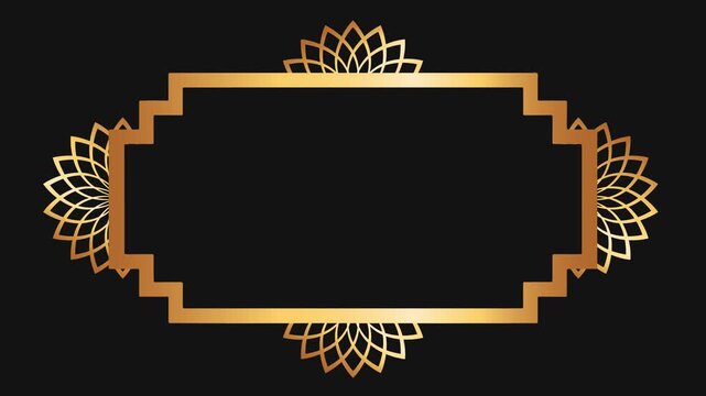 Decorative ornamental border frame with animated golden mandala on dark background