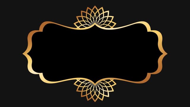 Decorative ornamental border frame with animated golden mandala on dark background