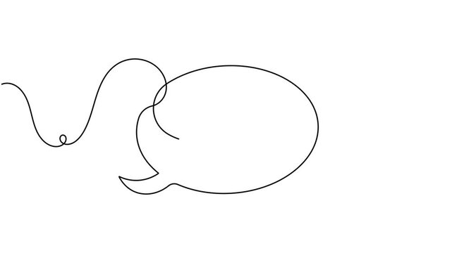Support question mark in a speech bubble icon sign continuous single line drawing moving on white background minimalist explain and curious symbol animation video