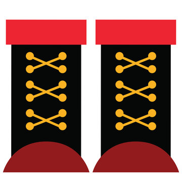 Nutcracker toy soldier black boots with gold laces vector illustration