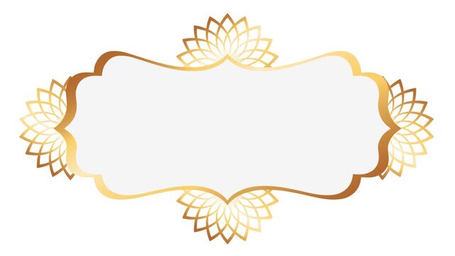 Gold plated Islamic mandala animation with border frame on white background