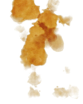 Coffee stain blotch, brown grunge splatter texture, Transparent background