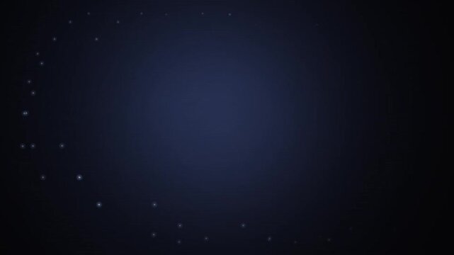 Glowing blue particles motion on dark abstract background loop