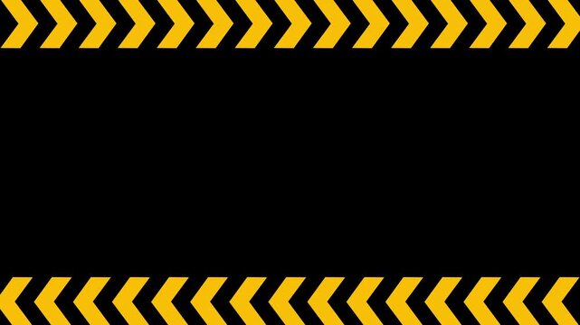 Looping Industrial Warning Border Animation with Dynamic Hazard Stripe Frame on Grunge Metal Surface 4K 60 fps