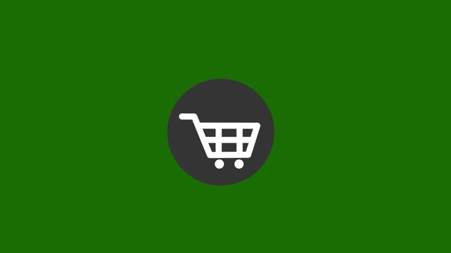 Icon shopping cart animated, online shop in flat design.Minimalist white line art shopping cart icon animation on black.e-commerce, online store apps, and business.4k video.