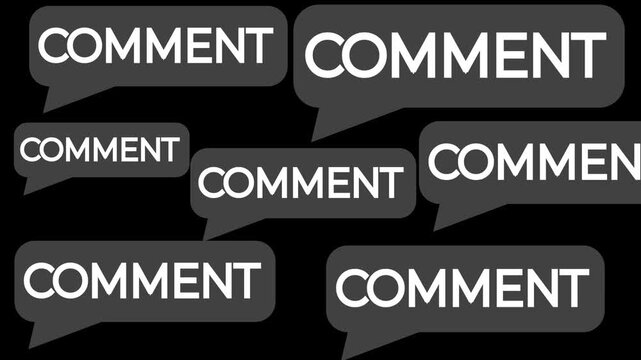 Chat bubbles messaging interface animation with colorful red yellow green and blue speech bubbles appearing on white background for social media mockup.
