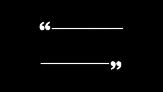 Text quote sign. black Icon with long shadow at white background. rectangle box with quotation marks animation. 