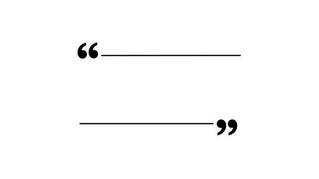 A minimalist horizontal quote template featuring two short, white vertical bars on a solid black background. Large white quotation marks are integrated into the center of each bar.
