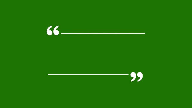 A quote template animation with two lines and quotation mark on a white background.Text quote sign. black Icon with long shadow at white background. 