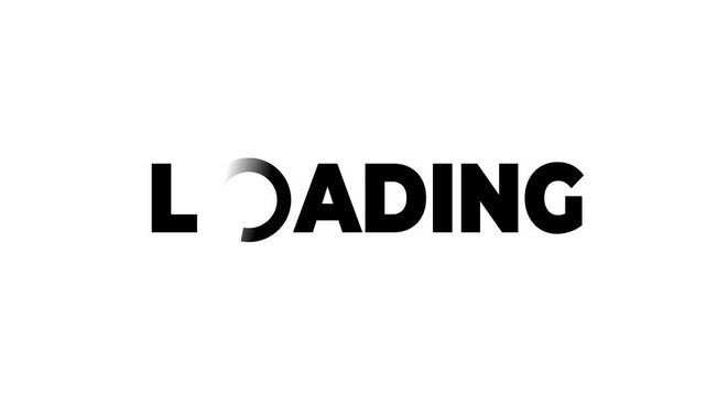 Loading bold big typography circular shape animation on a dark background