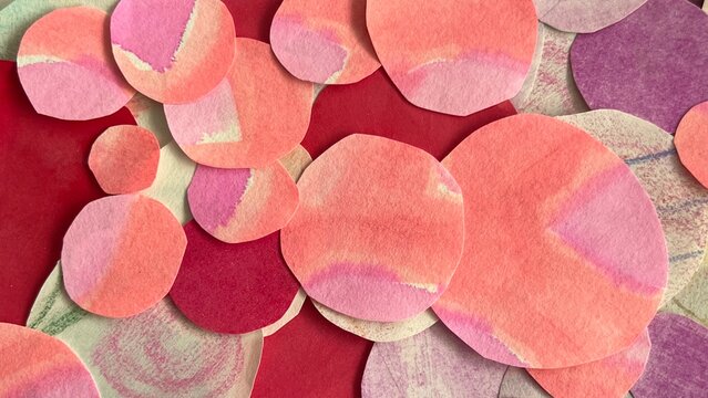 colorful collage background, pink background collage, watercolor paper cutout art