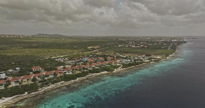 Bonaire Caribbean Netherlands Aerial v54 flyover over Santa Barbara Crowns and Hato, capturing coastal villas, turquoise reef and Kralendijk townscape - Shot with Mavic 3 Pro Cine - Feb 3rd 2024