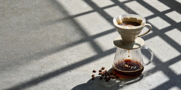 International Coffee Day Pour over Coffee Carafe Casting Window Shadows