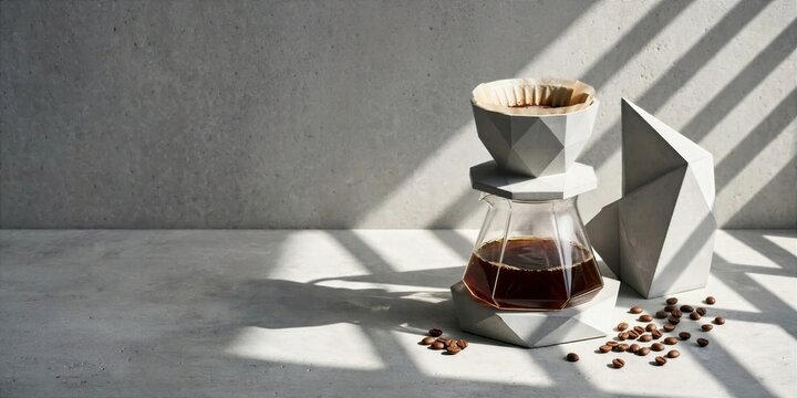 International Coffee Day Pour over Coffee Carafe with Geometric Paper Shapes