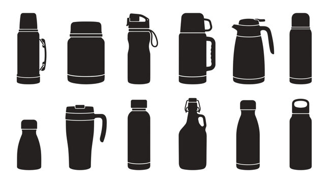 Thermos Bottle Silhouette Collection Set of Various Insulated Drinkware