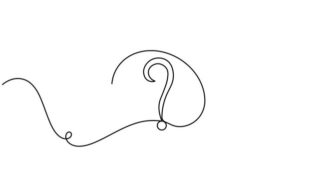 Modern question mark in a speech bubble icon sign continuous single line drawing moving on white background minimalist one line art ask and survey symbol animation video