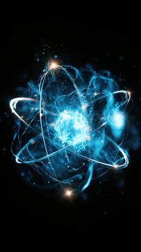 Abstract Quantum Atom Energy Field Background &ndash; AI Generative