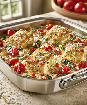 Creamy Tuscan Chicken Skillet with Spinach and Tomatoes &ndash; AI Generative