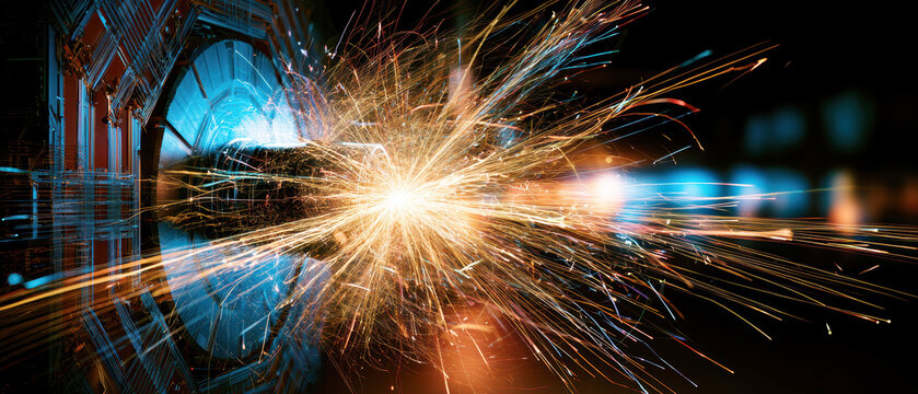 Particle Collision Event Inside a High Energy Detector &ndash; AI Generative