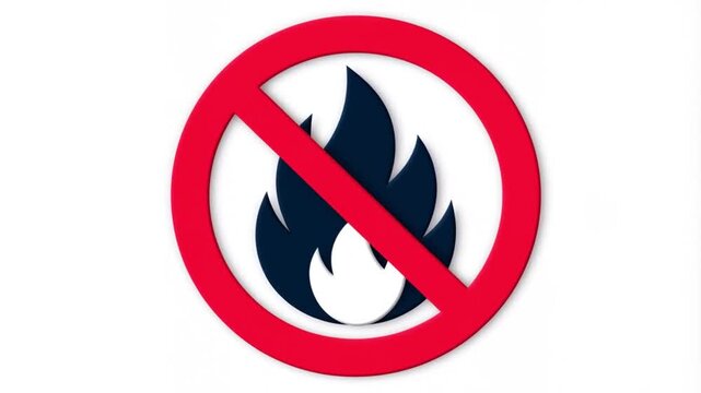 No fire allowed sign with a red prohibition circle and a black flame icon.