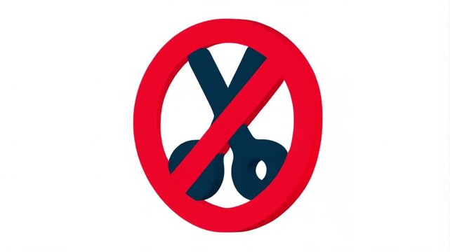 Red prohibition sign with scissors icon indicating do not cut symbol.